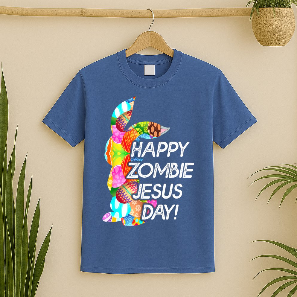 Cute Happy Zombie Jesus Day Easter Bunny For Men Women T-Shirt