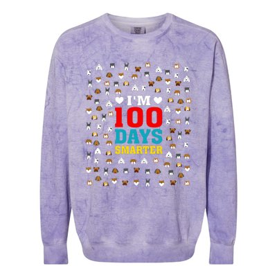 Cute Im 100 Days Smarter Dog Heads 100th Day Of School Colorblast Crewneck Sweatshirt