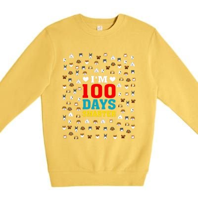 Cute Im 100 Days Smarter Dog Heads 100th Day Of School Premium Crewneck Sweatshirt