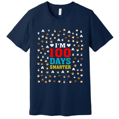 Cute Im 100 Days Smarter Dog Heads 100th Day Of School Premium T-Shirt