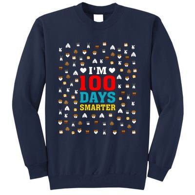 Cute Im 100 Days Smarter Dog Heads 100th Day Of School Tall Sweatshirt