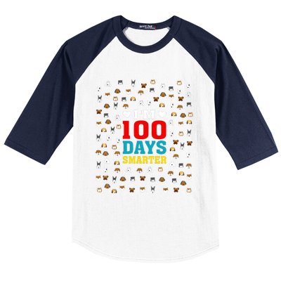 Cute Im 100 Days Smarter Dog Heads 100th Day Of School Baseball Sleeve Shirt