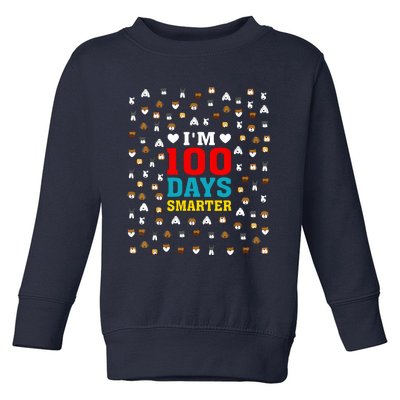 Cute Im 100 Days Smarter Dog Heads 100th Day Of School Toddler Sweatshirt