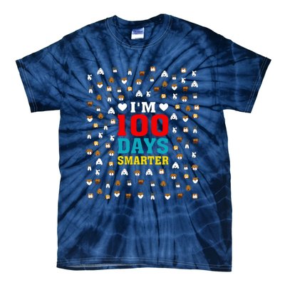 Cute Im 100 Days Smarter Dog Heads 100th Day Of School Tie-Dye T-Shirt