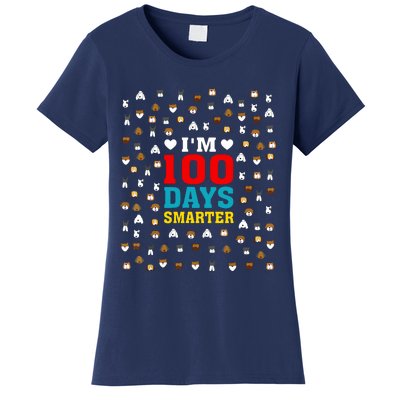 Cute Im 100 Days Smarter Dog Heads 100th Day Of School Women's T-Shirt