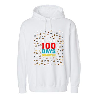 Cute Im 100 Days Smarter Dog Heads 100th Day Of School Garment-Dyed Fleece Hoodie