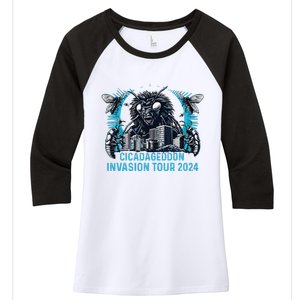 Cicadageddon Invasion 2024 Back Brood Xix & Xiii Women's Tri-Blend 3/4-Sleeve Raglan Shirt