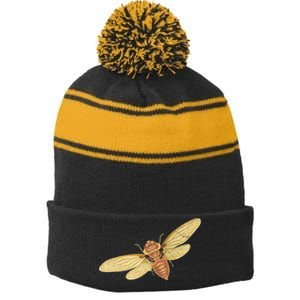 Cicada Insect 2024 Stripe Pom Pom Beanie