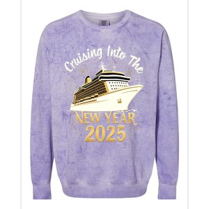 Cruising Into 2025 New Years Eve Cruise Vacation Matching Great Gift Colorblast Crewneck Sweatshirt