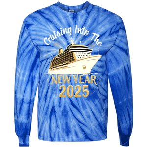 Cruising Into 2025 New Years Eve Cruise Vacation Matching Great Gift Tie-Dye Long Sleeve Shirt