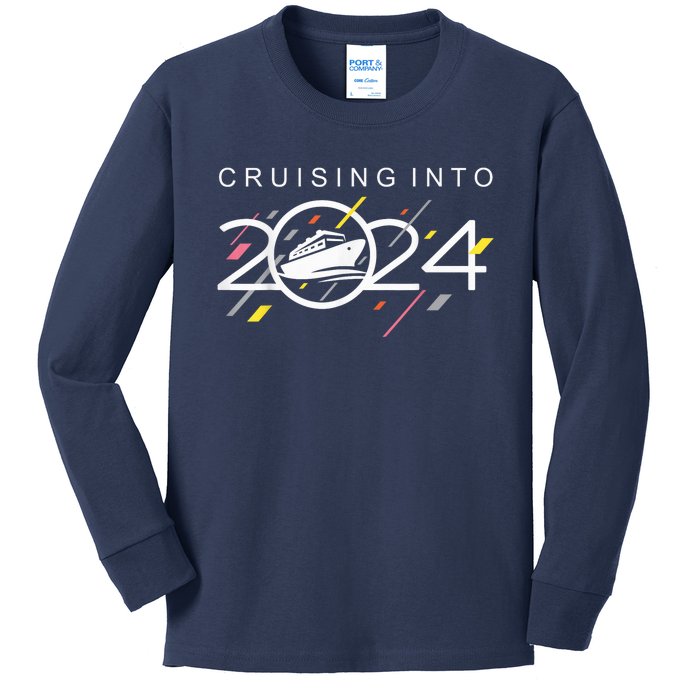 Cruising Into 2024 - New Years Cruise - Family Cruise 2024 Kids Long Sleeve Shirt