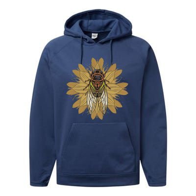 Cicada Insect 2024 Emergence Convergence Retro Performance Fleece Hoodie