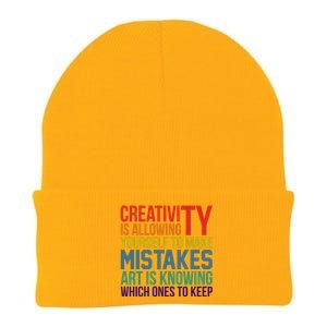 Creativity Is Allowing Yourself To Make Mistakes Art Is Knowing Which Ones Knit Cap Winter Beanie