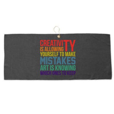 Creativity Is Allowing Yourself To Make Mistakes Art Is Knowing Which Ones Large Microfiber Waffle Golf Towel