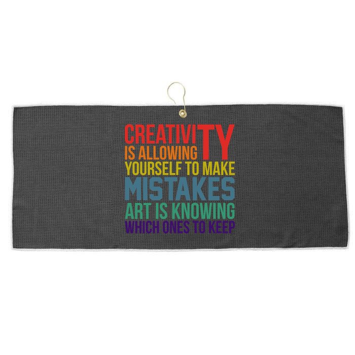 Creativity Is Allowing Yourself To Make Mistakes Art Is Knowing Which Ones Large Microfiber Waffle Golf Towel