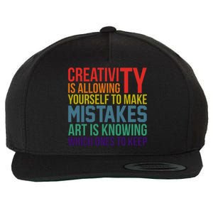 Creativity Is Allowing Yourself To Make Mistakes Art Is Knowing Which Ones Wool Snapback Cap