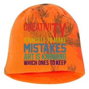 Creativity Is Allowing Yourself To Make Mistakes Art Is Knowing Which Ones Kati - Camo Knit Beanie