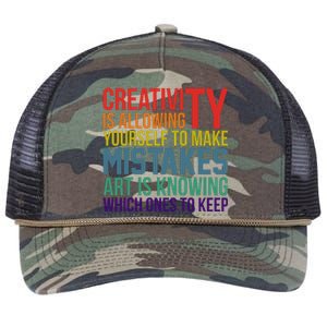 Creativity Is Allowing Yourself To Make Mistakes Art Is Knowing Which Ones Retro Rope Trucker Hat Cap