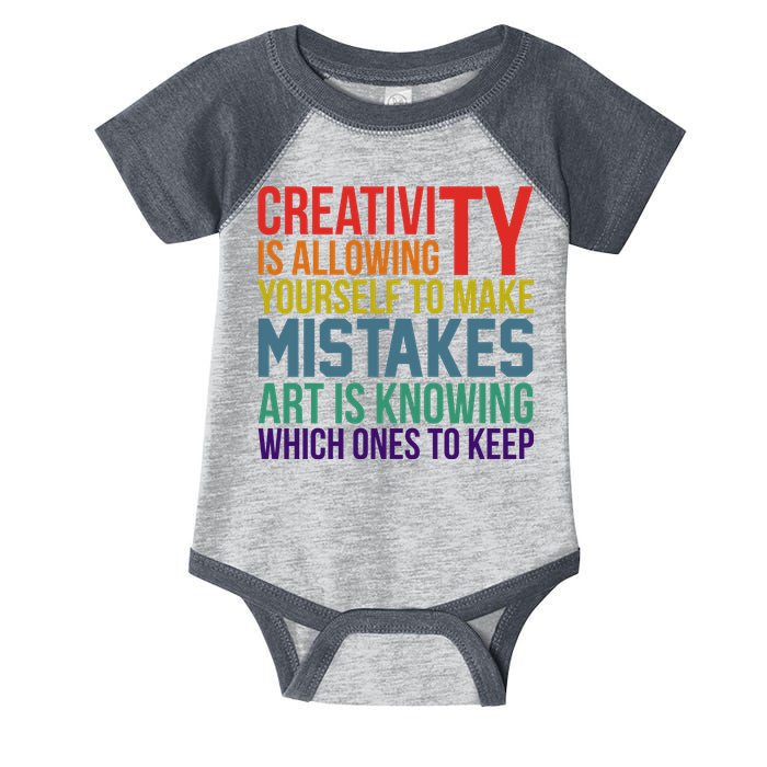 Creativity Is Allowing Yourself To Make Mistakes Art Is Knowing Which Ones Infant Baby Jersey Bodysuit