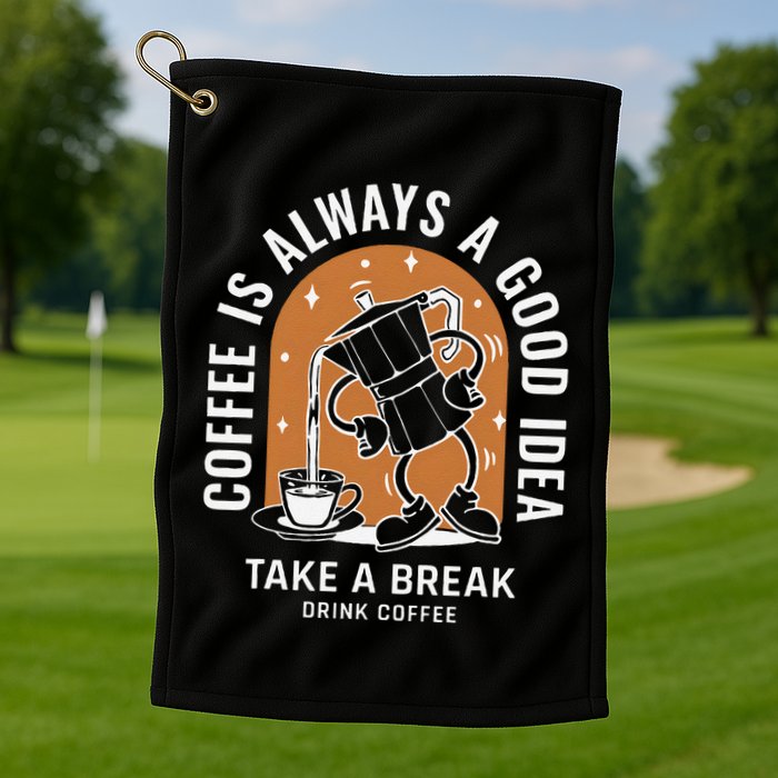 Coffee Is Always A Good Idea Take A Break Drink Coffee Golf Towel
