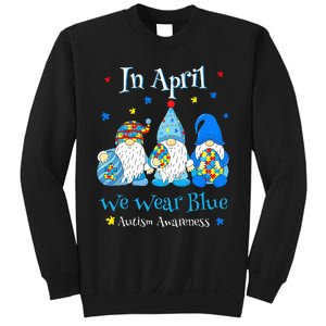 Cute In April We Wear Blue Autism Awareness Easter Day Gnome Sweatshirt