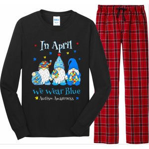 Cute In April We Wear Blue Autism Awareness Easter Day Gnome Long Sleeve Pajama Set