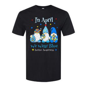 Cute In April We Wear Blue Autism Awareness Easter Day Gnome Softstyle CVC T-Shirt