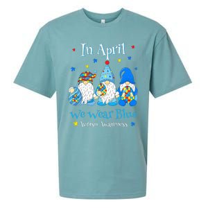 Cute In April We Wear Blue Autism Awareness Easter Day Gnome Sueded Cloud Jersey T-Shirt