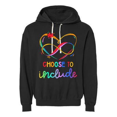 Choose Include Autism Day Teacher School Garment-Dyed Fleece Hoodie