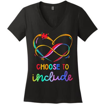 Choose Include Autism Day Teacher School Women's V-Neck T-Shirt