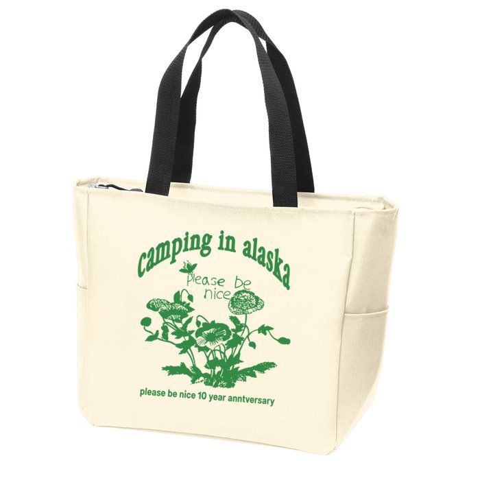 Camping In Alaska Please Be Nice 10 Year Anniversary Zip Tote Bag