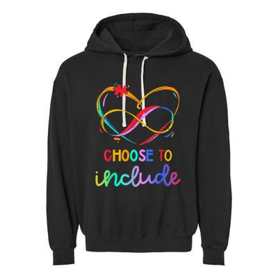 Choose Include Autism Day Teacher School Wo Kid Shirt Garment-Dyed Fleece Hoodie