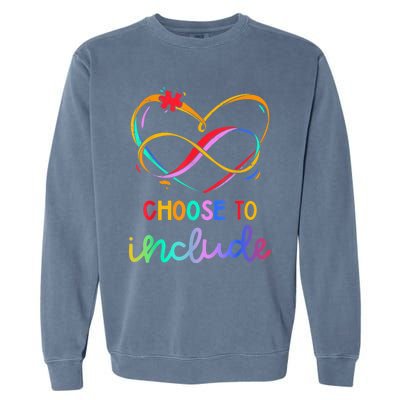 Choose Include Autism Day Teacher School Wo Kid Shirt Garment-Dyed Sweatshirt