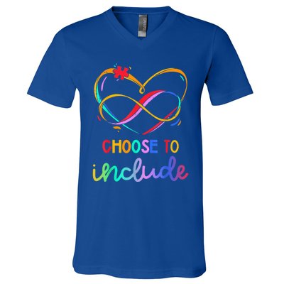 Choose Include Autism Day Teacher School Wo Kid Shirt V-Neck T-Shirt