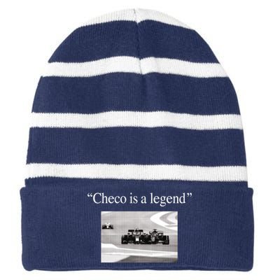 Checo Is A Legend Striped Beanie with Solid Band