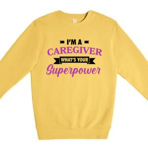 Caregiving Im A Caregiver Whats Your Superpower Nursing Gift Premium Crewneck Sweatshirt