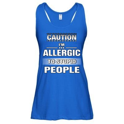 Caution! Im Allergic To Stupid People Gift Ladies Essential Flowy Tank