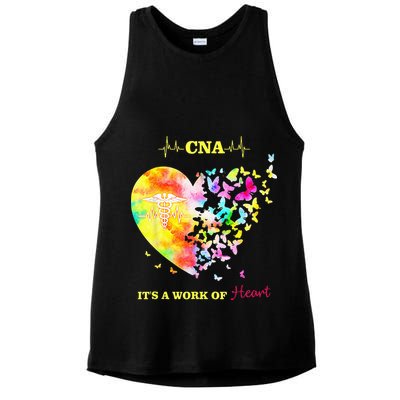 CNA Its A Work Of Heart Butterfly Nurse Ladies PosiCharge Tri-Blend Wicking Tank
