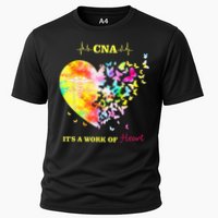 CNA Its A Work Of Heart Butterfly Nurse Cooling Performance Crew T-Shirt