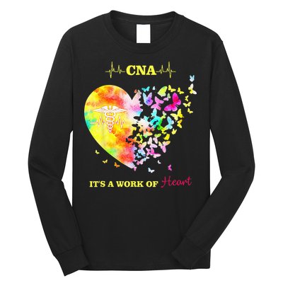 CNA Its A Work Of Heart Butterfly Nurse Long Sleeve Shirt
