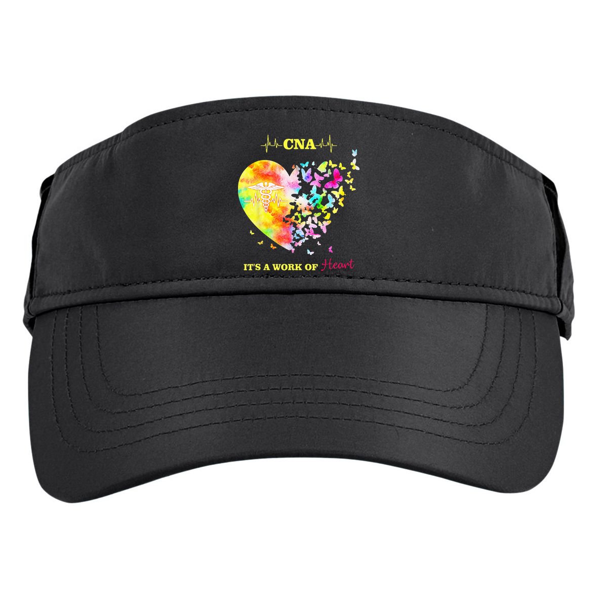 CNA Its A Work Of Heart Butterfly Nurse Adult Drive Performance Visor