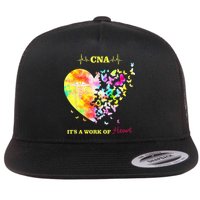 CNA Its A Work Of Heart Butterfly Nurse Flat Bill Trucker Hat