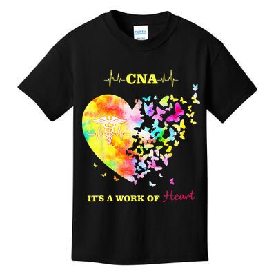 CNA Its A Work Of Heart Butterfly Nurse Kids T-Shirt