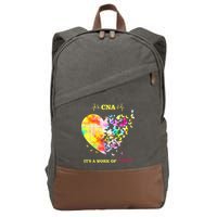 CNA Its A Work Of Heart Butterfly Nurse Cotton Canvas Backpack