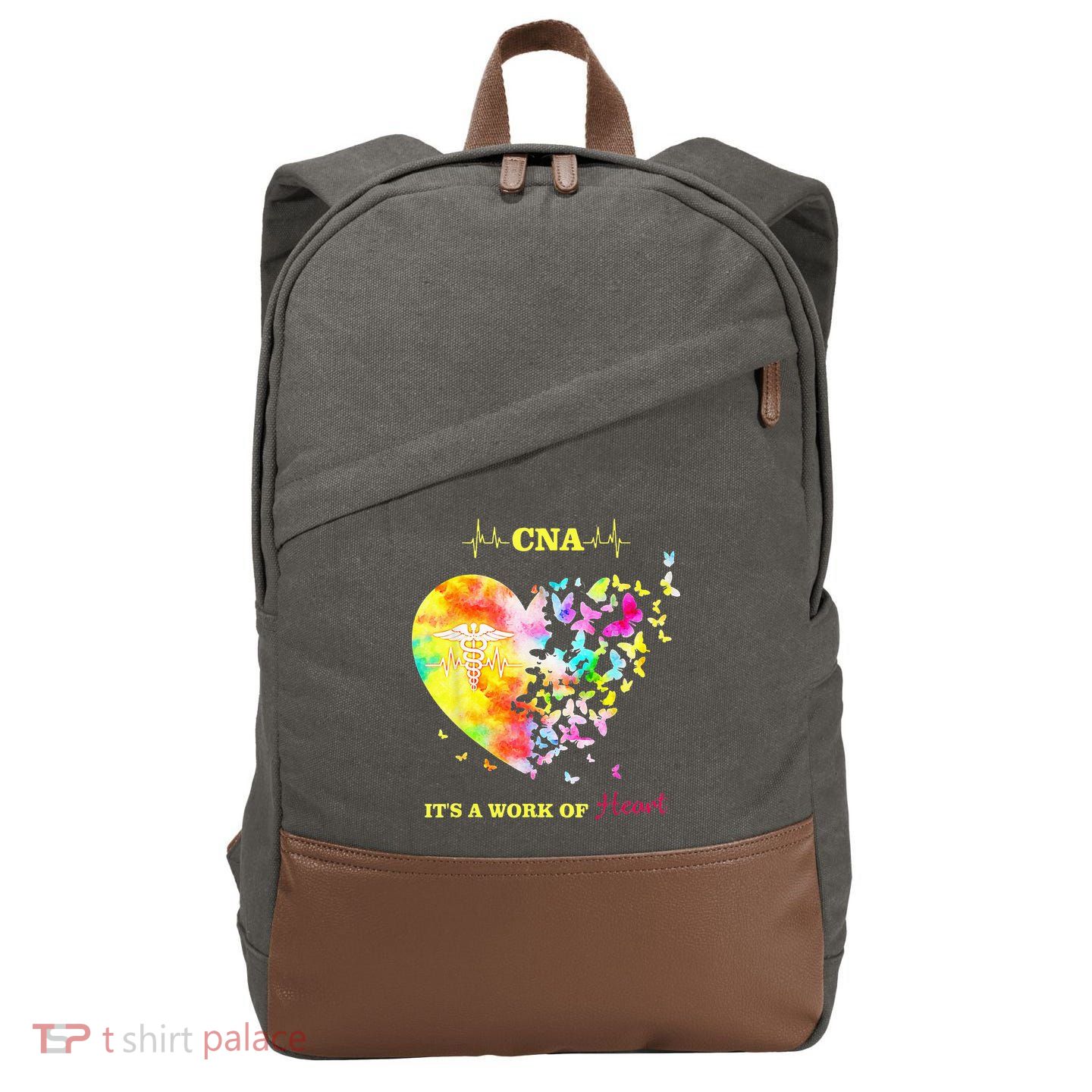 CNA Its A Work Of Heart Butterfly Nurse Cotton Canvas Backpack