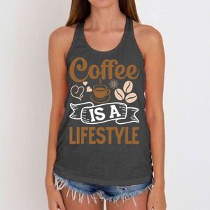 Coffee Is A Lifestyle Graphic Women's Knotted Racerback Tank