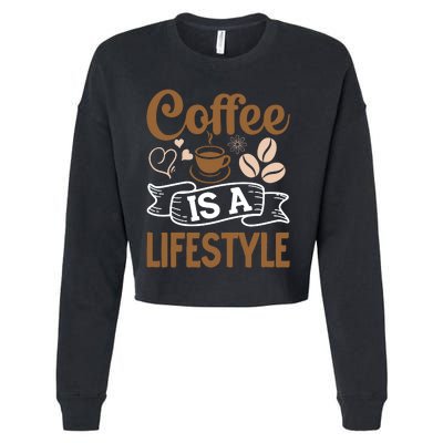 Coffee Is A Lifestyle Graphic Cropped Pullover Crew