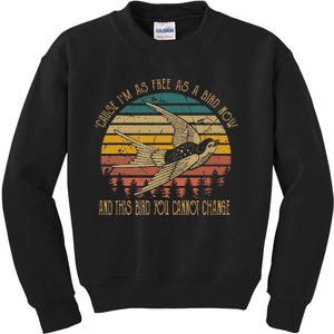 Cause IM As Free As A Birds Now Country Music Lover Kids Sweatshirt