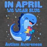 Cute In April We Wear Blue Autism Awareness Blue Dinosaur Vector Backpack