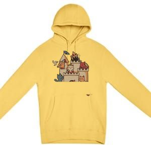 Cats In A Sandbox Summer Cat Litter Box Sand Castle Premium Pullover Hoodie